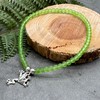 Lime Green Frosted Glass Bead Anklet with Silver Plated Frog