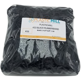 PlasticMill Rubber Bands - #33 Size - Black UV Rated EPDM Rubberbands - 2LB/1000 Count