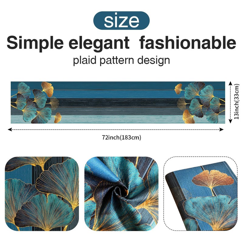 LRartdeco Table Runner Dark Blue 33 x 183 cm Retro