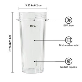 Blender Cups for Ninja Blender, 16OZ Cup with Sip Lids Compatible with Nutri Ninja Auto IQ Series Blenders