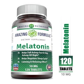 Melatonina 10mg Amazing Nutrition 120 Tabletas Sabor Suplemento Nutritional