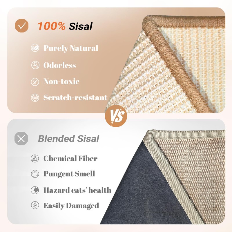 CHEERHOME PETS Sisal Cat Scratcher Ramp for Indoor Cats, 24.8"