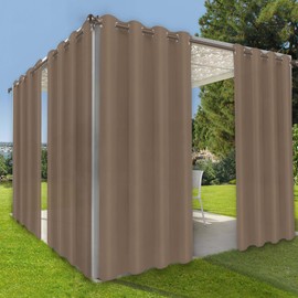 OutdoorLines Waterproof Outdoor Curtains for Patio, Pergola, Porch Privacy Sun Blocking Rustproof Grommet Curtain Panel Weatherproof, UV Resistant Drapes for Gazebo Khaki 52W x 108L Inch 1 Panel