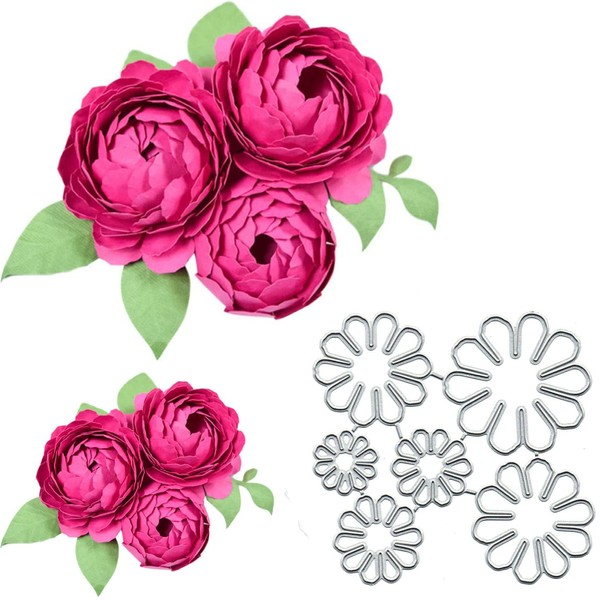 6/Pcs Peony Flower Metal Die Cuts for Card Making Spring