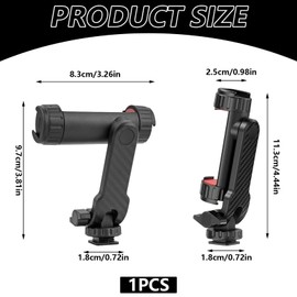 Phone Tripod Mount, Camera Phone Mount with 2 Cold Shoe and 1/4" Standard Screw 360° Rotates 180° Tilts Adjustable Cell Phone Holder Universal Smartphone Mount Adapter for Mic Light Stand Cellphone