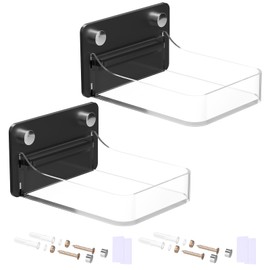 2 Pack Acrylic Dispenser Drip Tray Wall Mount Removal Soap Dispenser Bracket, Laundry Detergent Drip Catcher Prevent Dripping and Spraying, Soap Dispenser Water Tray, Detachable for Cleaning