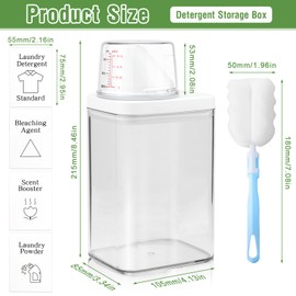 Waschpulver Aufbewahrungsbox Luftdichter Waschmittelspender 1100ml Waschmittelbox mit Messbecher Waschpulver Behälter für Waschpulver, Waschmittel, Getreide, Weichspüler