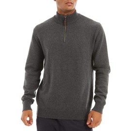 KEFITEVD Men's Long Sleeve 1/4 Zip Turtleneck Sweaters Winter Warm Knitted Jumpers Homewear Tactical Work Sweater Tops Dark Grey