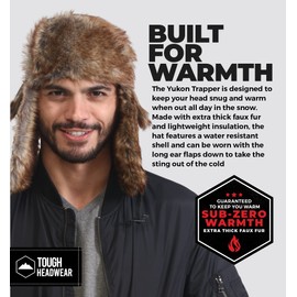 Tough Headwear Winter Trapper Hat - Russian Ushanka Trooper Aviator Hats for Men & Women - Snow Eskimo Hat with Ear Flaps
