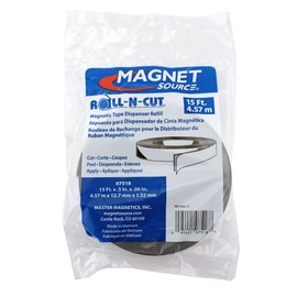 Master Magnetics Roll-N-Cut Flexible Magnetic Tape Refill - Magnet Strips with Strong Adhesive Backing for Walls, Boards, and More - 1/16" Thick - 1/2" W - 15 Ft - 1 Roll