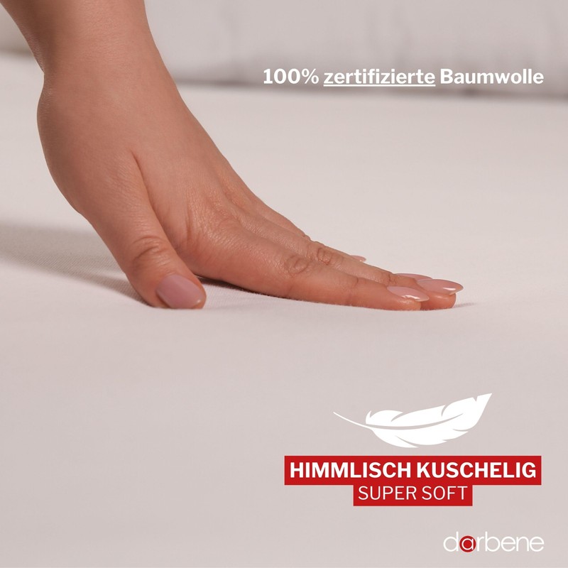 DarBene® Fitted Sheet 90 x 200 cm Jersey Cotton, Bed