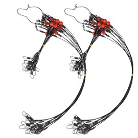 Fishing Leader Rigs Saltwater Tackle Rigs with Swivels Snaps, High Strength Wire Leaders Rigging Surf Fishing Gear Equipment for Lures Bait Hooks Catfish Walleye, Black, 1arm, 24pcs