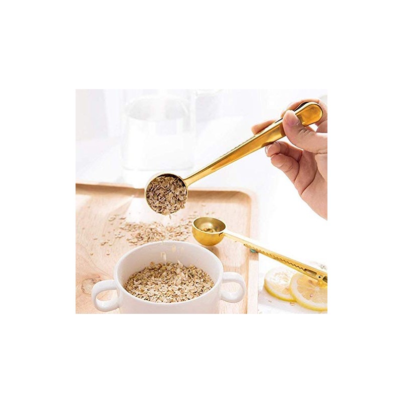 Coffee Scoop with Bag Clip, Stainless Steel Long Handled Tea