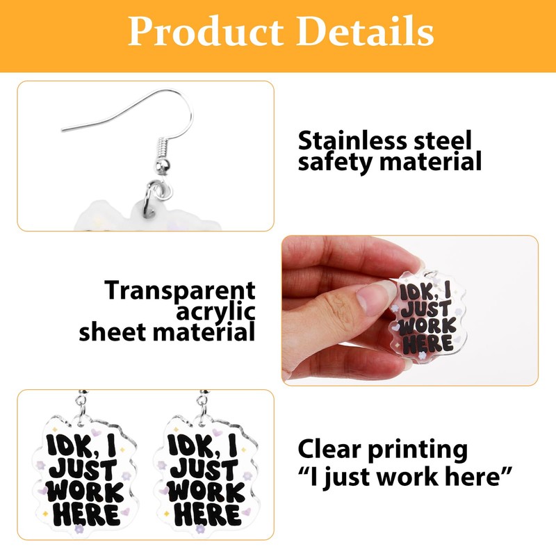 Fun Cute Earrings for Women, Silver Hook Kawaii Jewelry with