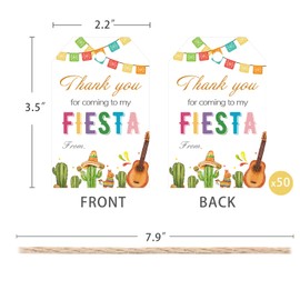 50PCS Fiesta Gift Tags, Thank You Tags for Mexican Themed Party Favors and Taco Bout a Baby Party Decorations-Double-sided (White)