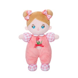 OUOZZZ Baby Doll, Soft Cloth Doll with Clothes, Pink Tulip Mini Doll Cute Doll for Children 3+ Months - Baby Gift for Birth Girl Boy, 25cm