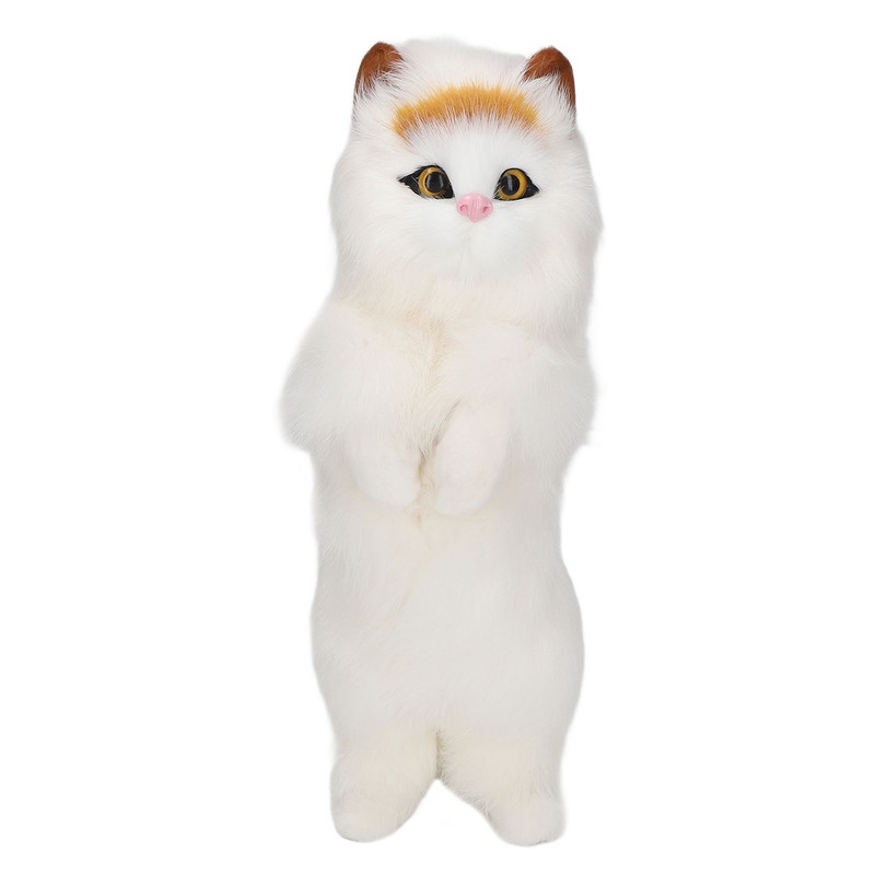 Furry Cat Figurine Realistic Simulated Adorable Lovely Decorative Plush Cat