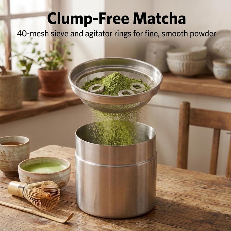 2-Pack Matcha Powder Sifter Container with 6 Stainless Steel Sifting