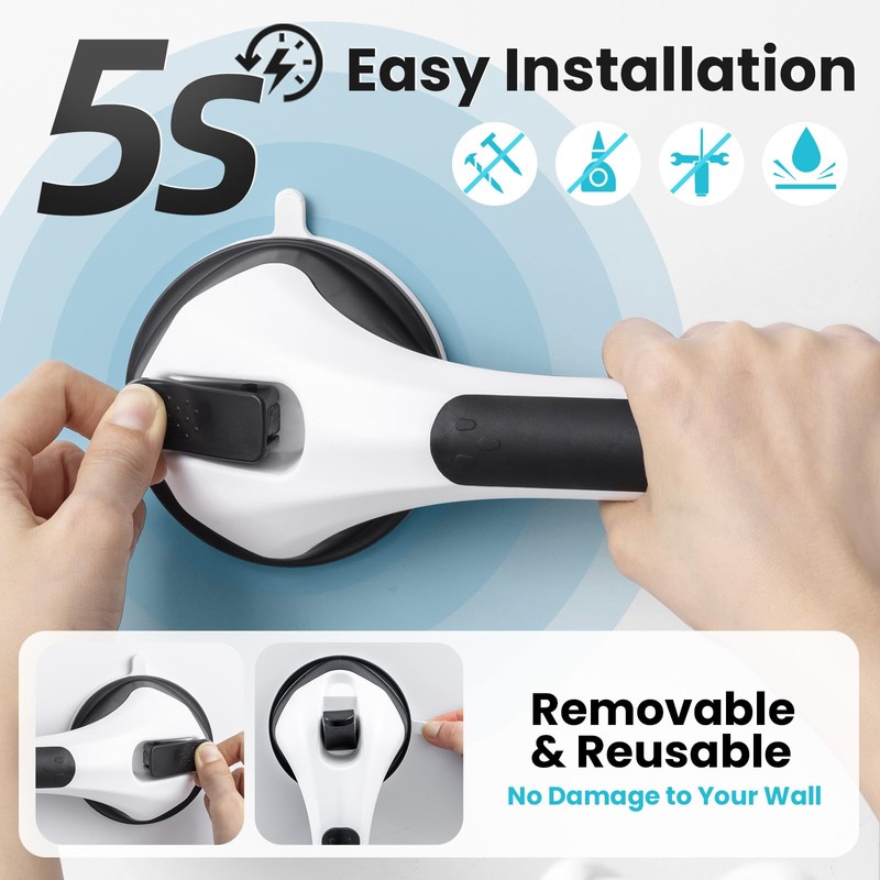 TAILI Shower Grab Bar 2 Pack Suction Grab Bars for