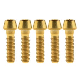 Ruifu M8x15 20 25 30 35 40 45 50mm P1.25 Titanium Alloy Conical Head Hex Head Socket Head Screw 5pcs (M8x30mm, Gold)