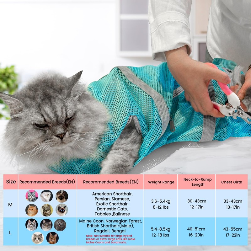 Cinf Cat Bathing Bag(Free Muzzle) Breathable Mesh Anti Scratch Adjustable