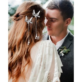 CROWN GUIDE 2 pinzas para el pelo de mariposa móvil para cabello fino para mujer, mini clips de mariposa para el cabello de los años 90, borlas pequeñas, pasadores para el cabello grueso, bonitos horquillas para el cabello para niñas, accesorios de peina