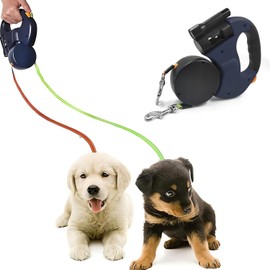 143 Correa Doble Correas retráctiles para Perros Correa para Caminar para Mascotas Correas para Perros Extensibles automáticas Cuerda de tracción Flexible para Perros y Gatos Agarre de Mano(Gary)
