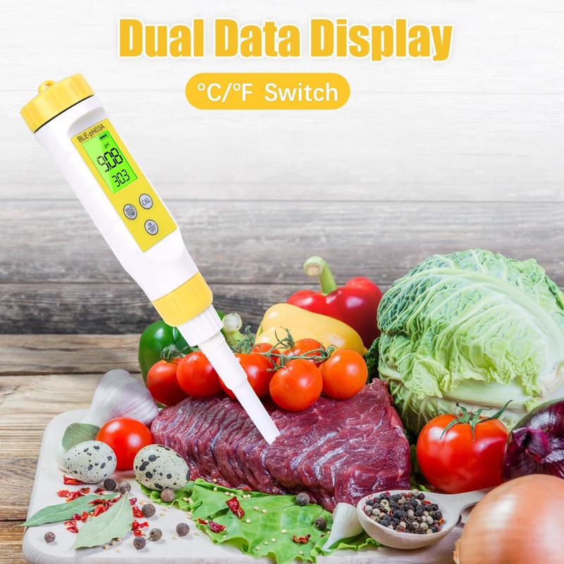 Homcoice pH Meter for Food, Digital Puncture pH Tester, High