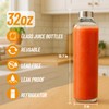 Luxfuel 32 oz Clear Glass Water Bottles with Lids, Reusable