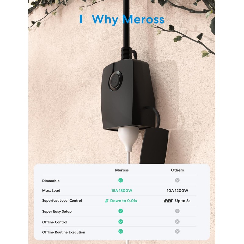 meross Outdoor Dimmer Plug, Smart Outdoor Plug Works with Apple
