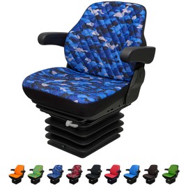 Binbir Trend Heavy Duty Universal Tractor Seat Cover for Cabinet Tractors Without Headrest, Forklift Seat Cover, Camuflage Pattern, 8 Colors (Impertex Blue Camuflage)