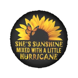 Butterfly and Sunflower She is Sunshine Spare Tire Cover Waterproof Dust-Proof Tire Wheel Protectors Universal Fit for Wrangler Rv SUV Truck Travel Trailer Accessories 14" 15" 16" 17"
