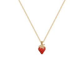 YOOESTORES82 Red Strawberry Pendant Necklace for Women,14K Gold Sparkling Rhinestone Dripping Strawberry Choker Necklace Party Sweet Jewelry Gift (Gold)