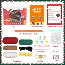 Christmas Crochet Kit for Beginners, 4PCS Beginner Crochet Kit for Adults Kids with Detailed Instruction and Video Tutorials, Crochet Kit for Stocking Stuffers Christmas Gifts Decoration Xmas Ornaments