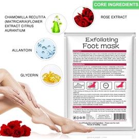3 Pairs Foot Peel Mask,Foot Exfoliating Mask Socks Calluses Remover Dead Skin, Moisturizing Feet Peeling Mask for Dry Skin,Cracked Heels,Foot SPA Socks for Women and Men (Rose Extract)