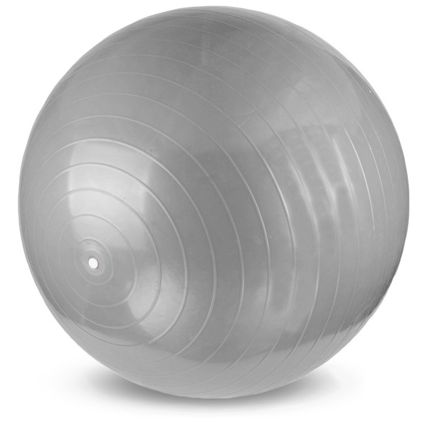YogaAccessories Anti Burst and Slip Resistant Swiss Yoga Ball for Core, Balance and Exercise (65cm) - Silver