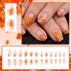 RUOKEXIN Fall Press on Nails Short Square False Nails Orange