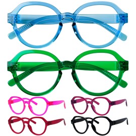 GUD Oversized Reading Glasses with Metalless Screwless Spring Hinges 6 Pack Readers for Women +2.5