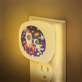 HUSITI Astronauts Rockets Night Light Plug into Wall 0.5W LED Lights Auto on/Off for Family Friends Holiday Gifts & Home Decor
