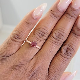 Real Raw Garnet Crystal Dainty Ring Yellow Gold January Birthstone gift for sister daughter niece Christmas birthday Uniquelan Jewelry (garnet, 8)