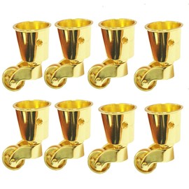 Boxonly 8PCS Swivel Caster Wheels Polished Antique Cup Type Casters Solid Brass High Load Capacity Universal Furniture Castors for Furniture Suits Beds Armchairs Gold