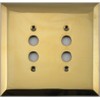 Jumbo Stamped Unlacquered Brass Two Gang Push Button Light Switch