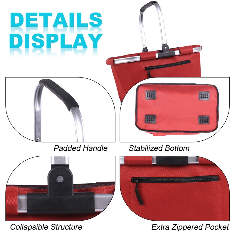 Picnic Basket, SIYUAN Shopping Basket with Handle 22L Collapsible Grocery