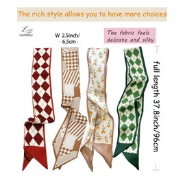 Hioyiwse Purse Scarf Handbags For Women Skinny Hair Neck Accessories Scarves With Bag Scarfs Handle Fashion Lightweight 3pc 37.8x 2.7inch 52