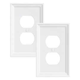 TREEWELL 2-Pack Duplex Outlet Cover, Natural Bamboo Fiber Switch Plates and Outlet Covers, White Decorative Wall Plates for Electrical Outlets, 1 Gang Receptacle Cover, Corrosion Resistant