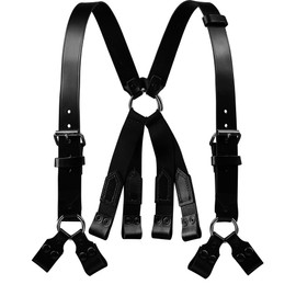 JAY-PEE Firefighter Leather Suspenders with Loop Attachment 8-Point Connection Suspenders with Adjustable Straps