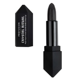 Profusion Cosmetics Crystal Ritual High Impact Black Lipstick, Rich Cream Formula, Intense Lip Color, Mystery Shade for Bold Lip Makeup