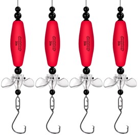 QualyQualy Catfish Float Rigs with Propeller, Fishing Bobbers Santee Rig for Catfishing Tackle EVA Foam Peg Floats Catfish Rigs, Red, 3IN, 4Pack