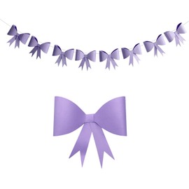 anshome Purple Bow Garland Banner, Purple Paper Bow Party Banner Cute Bow Paper Hanging Garland Bow Banner for Coquette Birthday Baby Bridal Shower Bachelorette Party Supplies Party