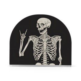 Rock and Roll Skeleton Skull Boho Hippie Napkin Holder for Tables Paper Cocktail Napkin Holders for Kitchen Dinning,Acrylic Dinner Napkin Dispenser for Restaurant Home Decor Bar Accessories 1 Pack